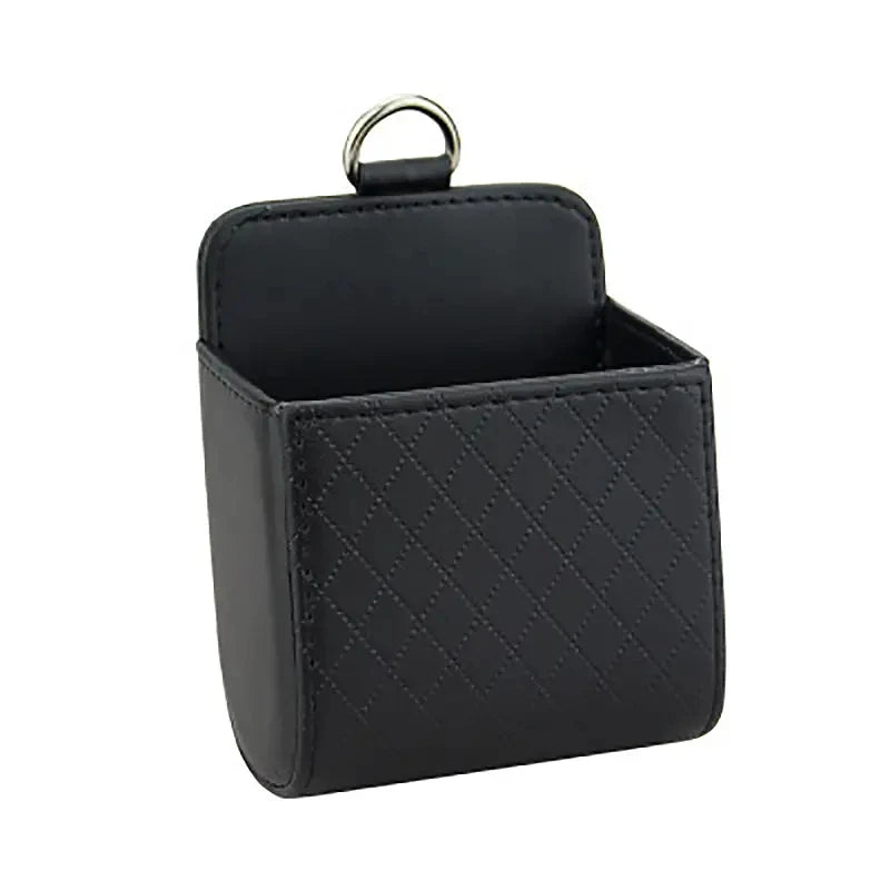 Car Air Vent PU Leather Organizer | Universal Phone & Glasses Holder | Compact Car Storage Box