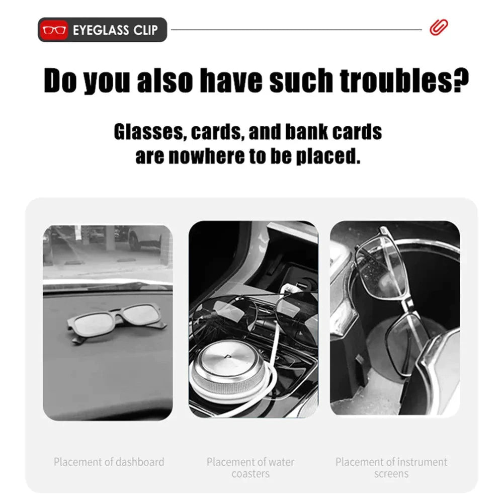 Car Sun Visor Sunglasses Holder | Magnetic PU Leather Glasses Clip with Card Organizer